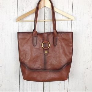 Frye Brown Leather Ring Tote Purse